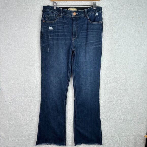 Democracy Jeans Women’s 16 Flare Distressed Raw Hem Ab Tech Stretch - Picture 14 of 14